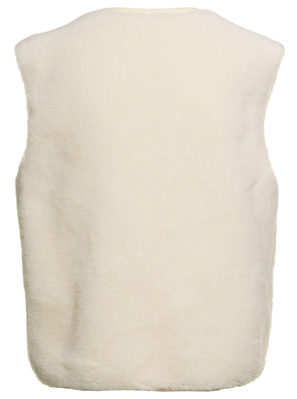 White Vest With Toggles Closure Wool Blend Woman Cotton Blazers