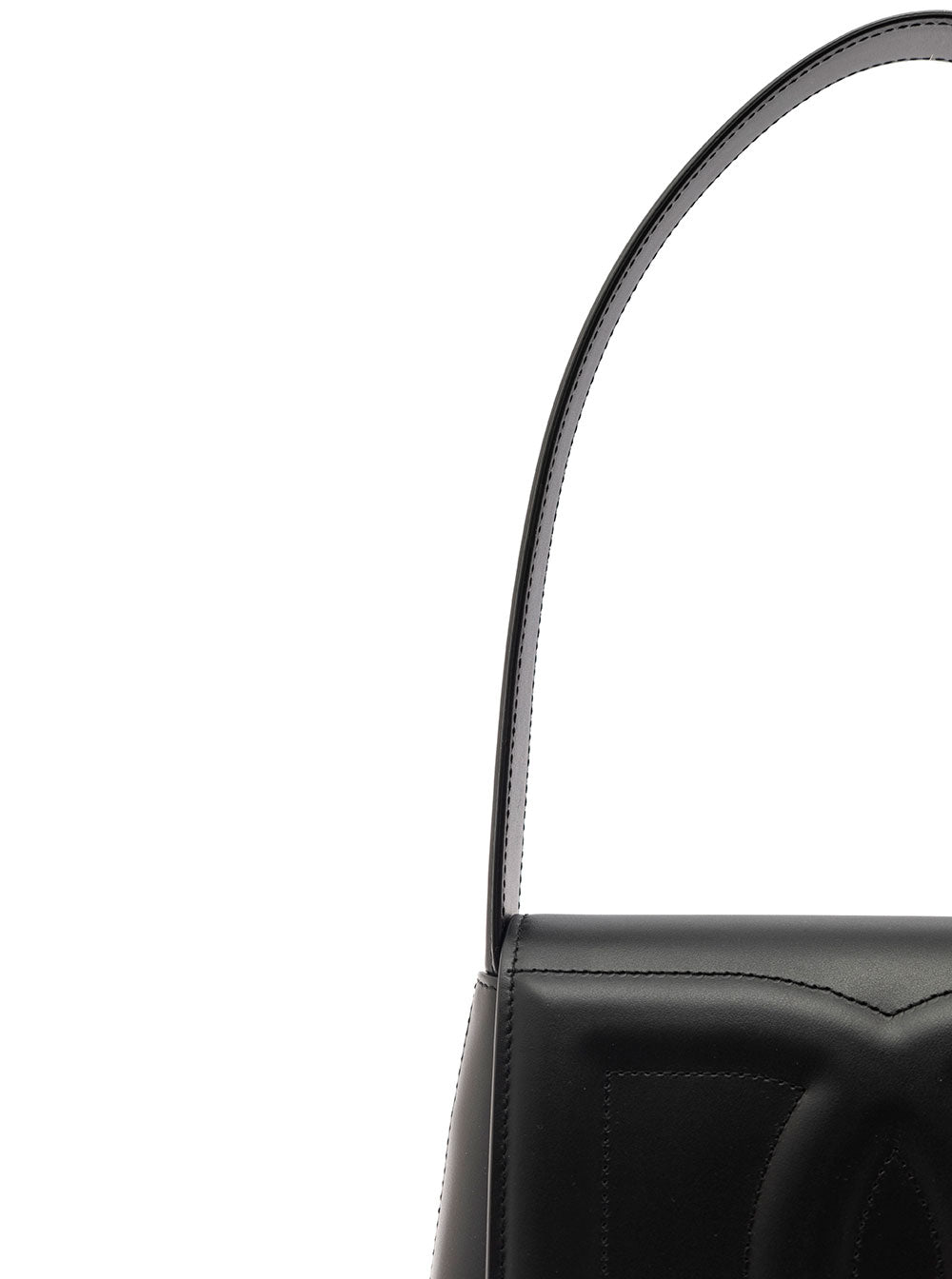 Dg Logo Black Shoulder Bag 3d Quilted Detail Smooth Leather Woman Calf