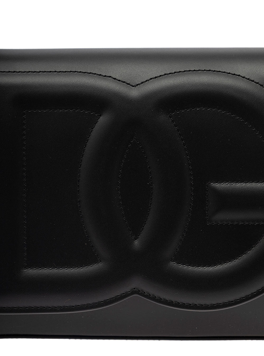 Dg Logo Black Shoulder Bag 3d Quilted Detail Smooth Leather Woman Calf