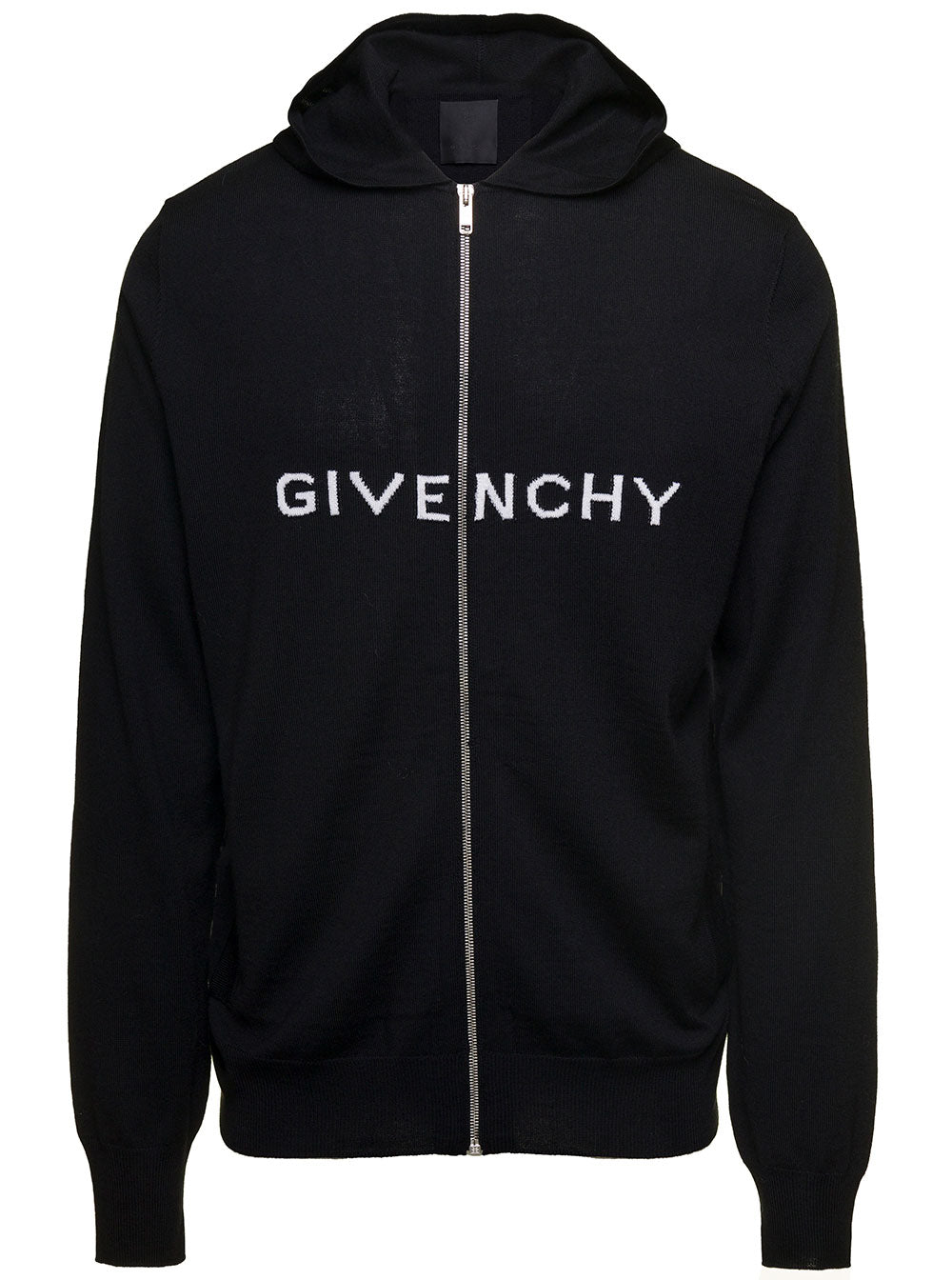 Zip Up Black Wool Jersey