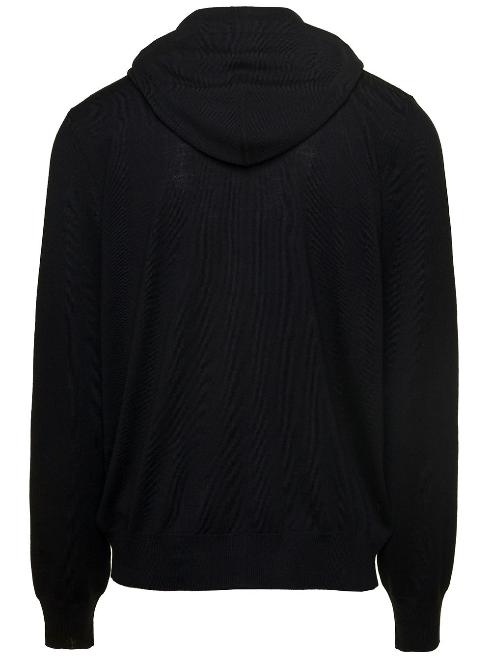 Zip Up Black Wool Jersey