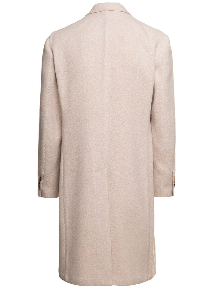 Cappotto Doppiopetto Medio Beige Wool Silk Polyammide Cashmere Outerwear