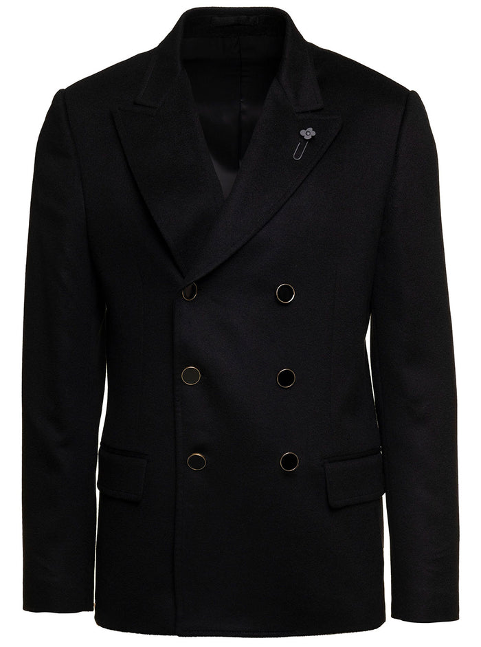 Attitude Giacca Doppiopetto Panno Pesante Black Camel Blazers