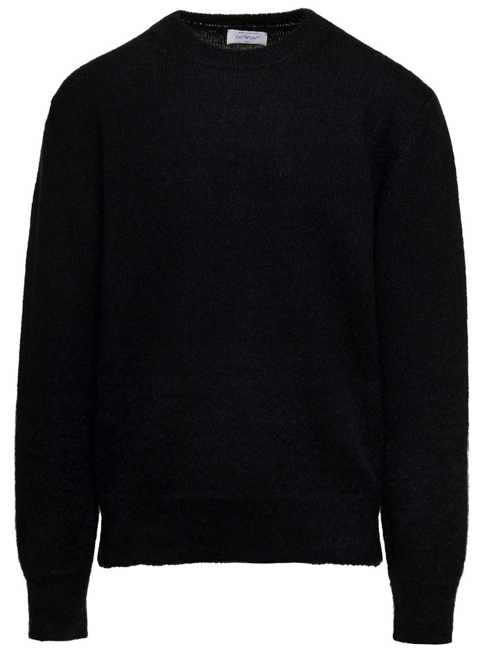 Mohair Arrow Knit Crewneck Black Beige Jersey