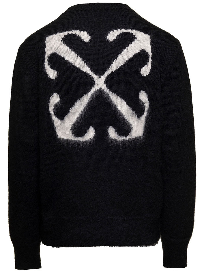Mohair Arrow Knit Crewneck Black Beige Jersey