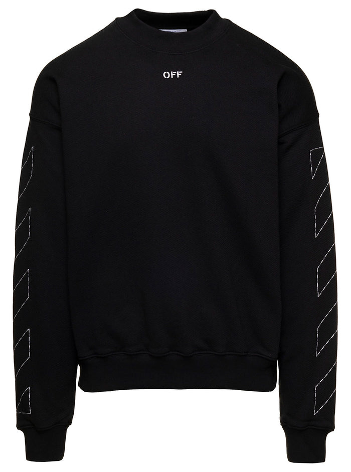 Off Stitch Skate Crewneck Black White Cotton Jersey