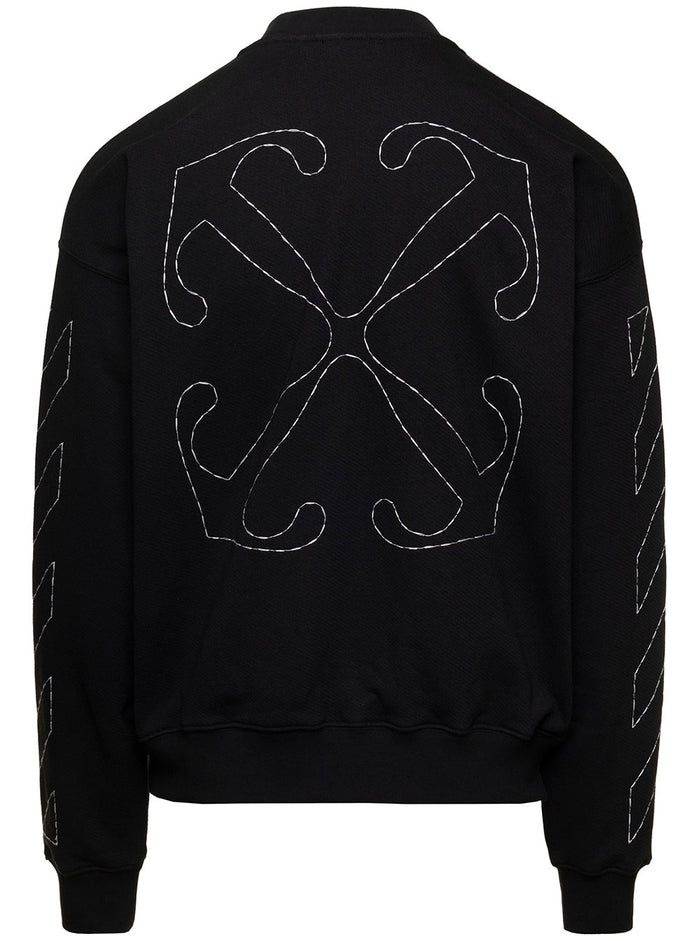 Off Stitch Skate Crewneck Black White Cotton Jersey