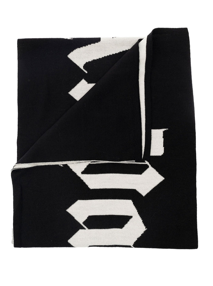 Sciarpa Logo Black Acrylic Wool Scarfs And Foulards