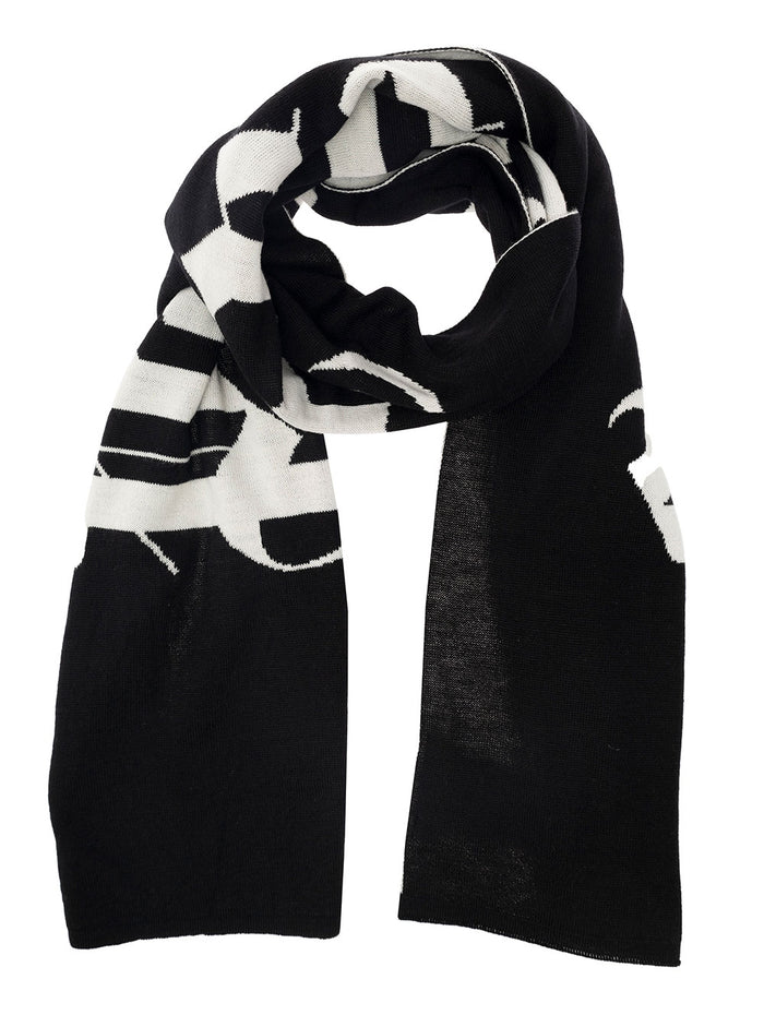 Sciarpa Logo Black Acrylic Wool Scarfs And Foulards