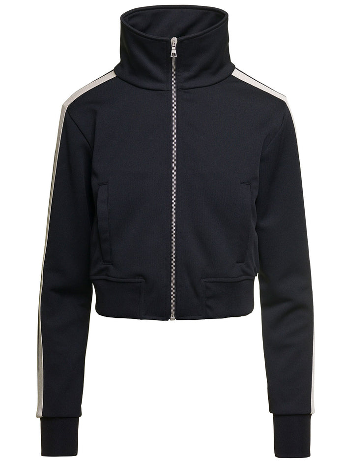 Highneck Track Jacket Black Polyester Sweatshirts