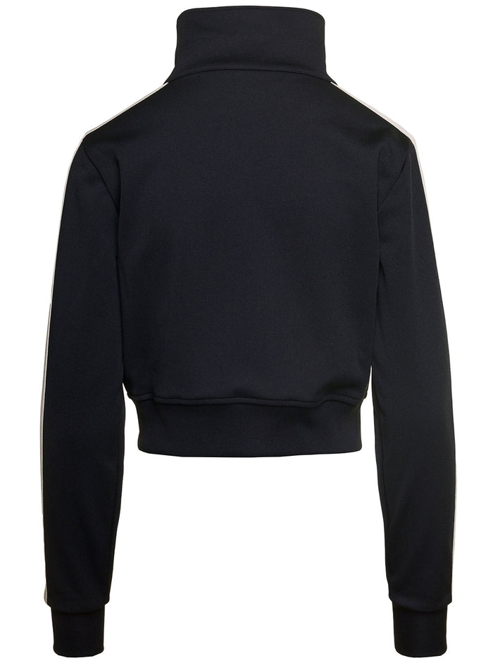 Highneck Track Jacket Black Polyester Sweatshirts