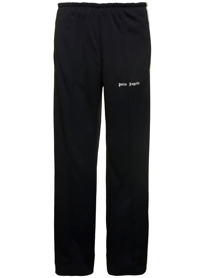 Classic Loose Track Pants Black Polyester Trousers