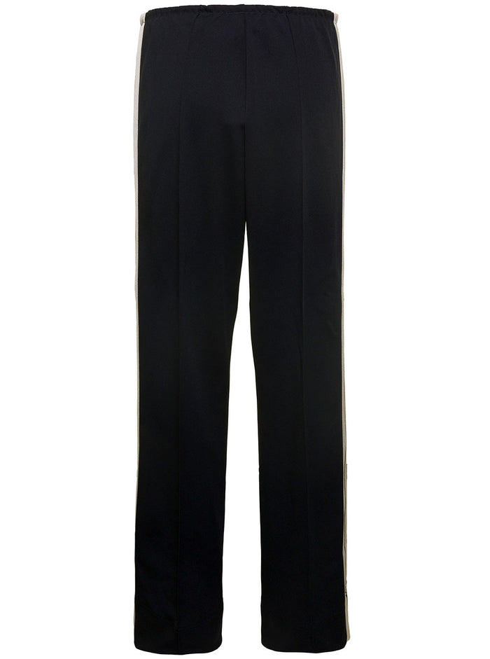 Classic Loose Track Pants Black Polyester Trousers