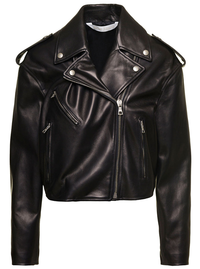 Cropped Leather Perfecto Black Outerwear