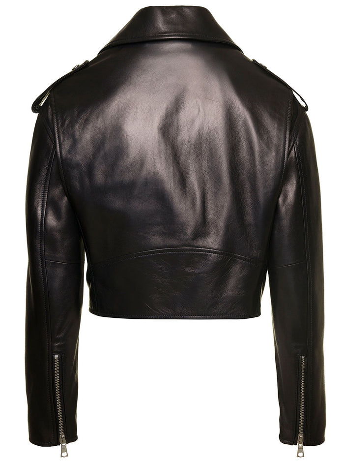 Cropped Leather Perfecto Black Outerwear