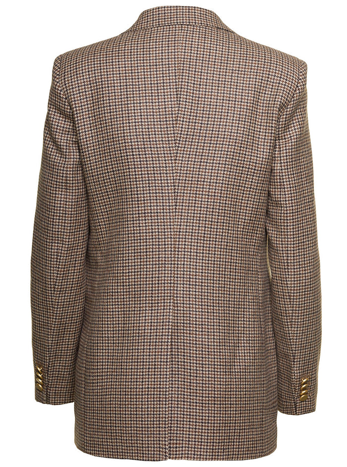 Berta Single Breasted Blazer Beige Virgin Wool Blazers