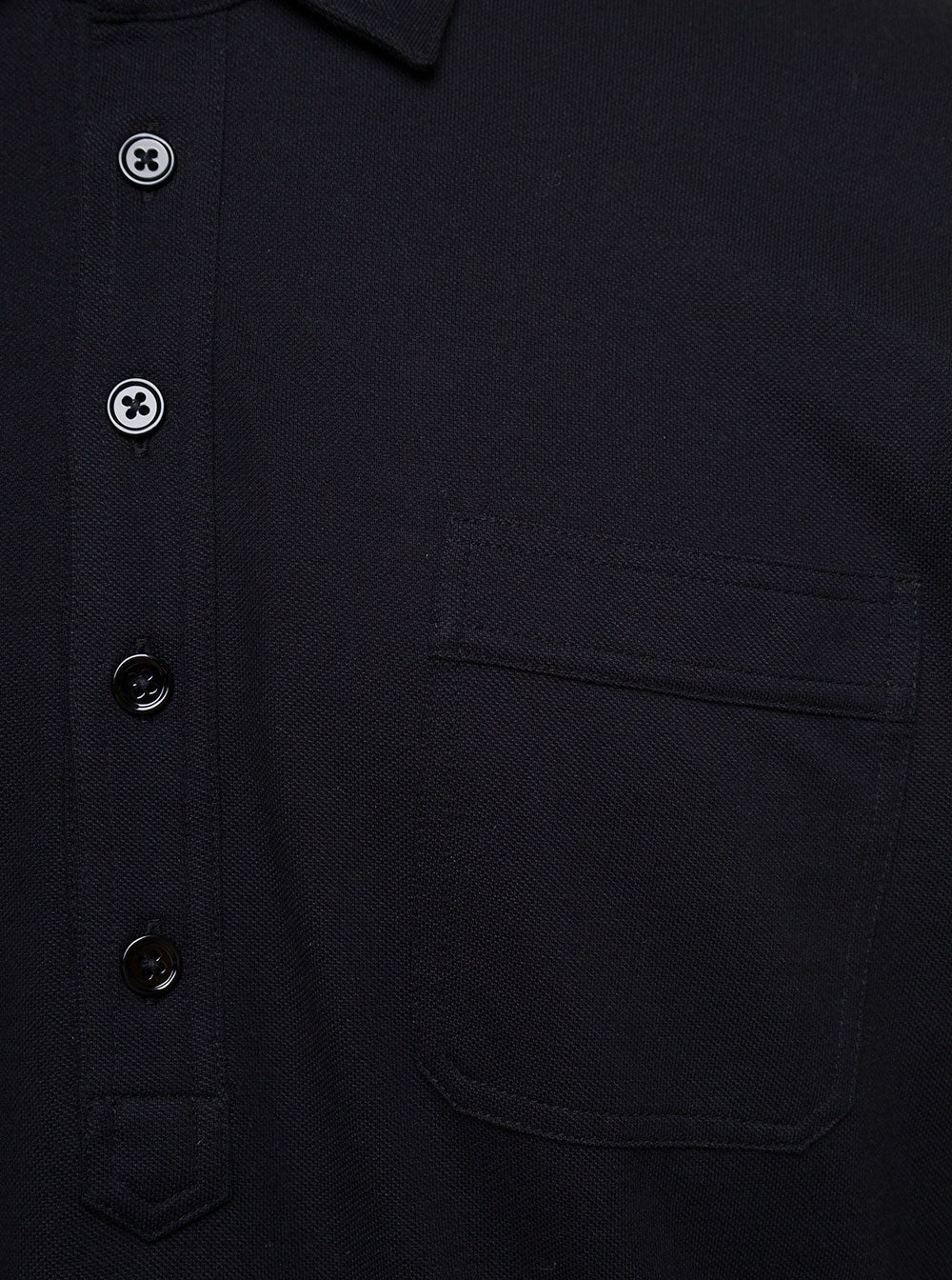 Polo Piquet Ml Black Cotton Silk Tshirts And Shirts