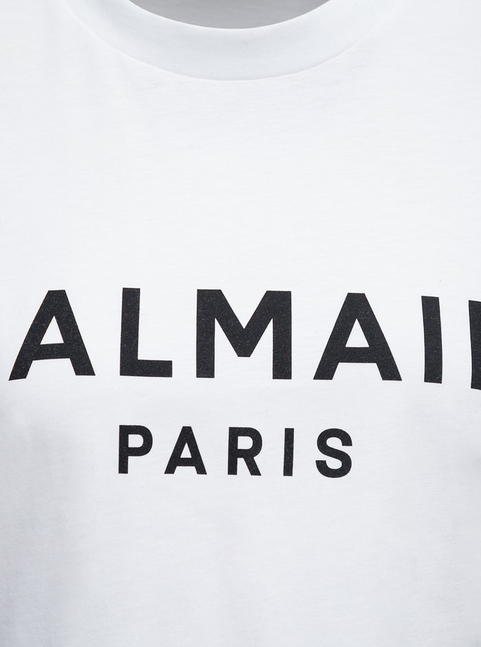 White Cotton Cropped T-Shirt With Logo Print Tshirts And Polo Shirts