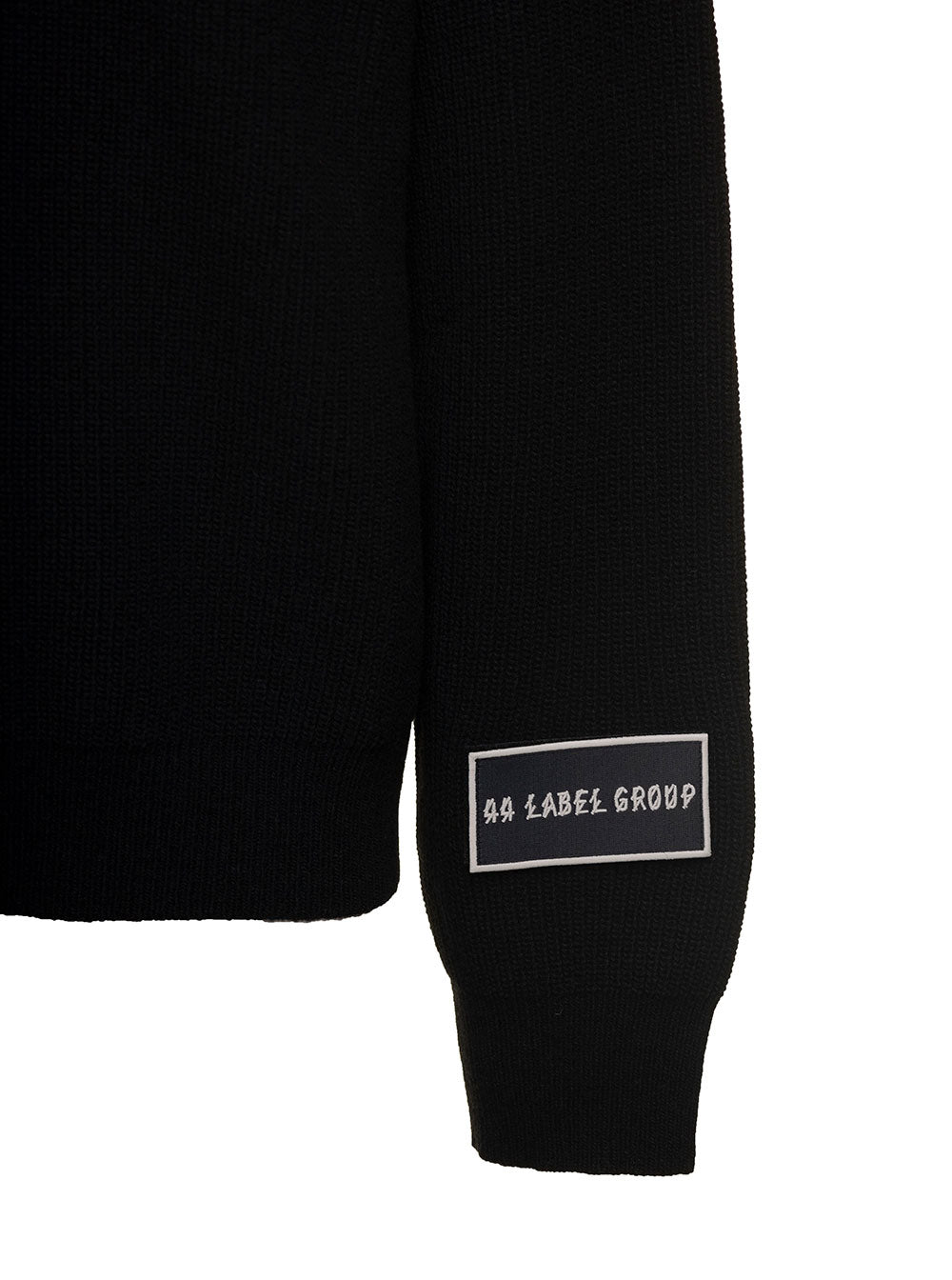 Kelvin Black Sweater With Logo Patch And Print Wool Blend Man Polyammide Sweatshirts