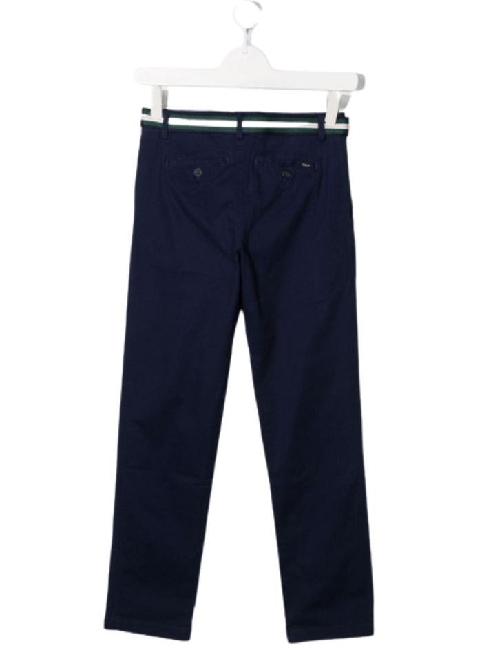 Polo Ralph Lauren Kids Boys Blue Cotton Trousers With Belt Blu Elastane