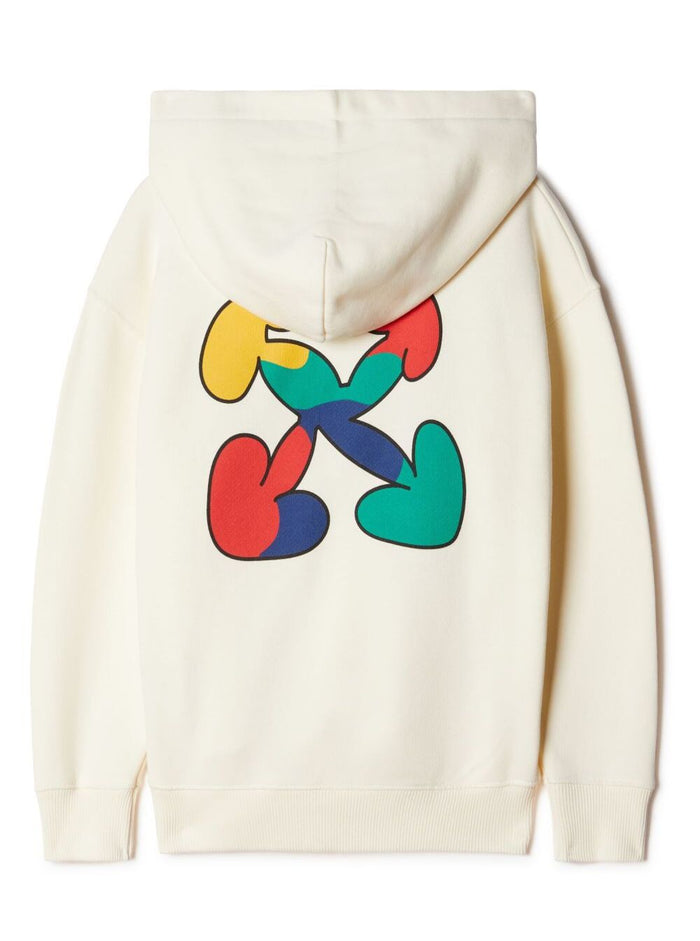 Arrow Chunky Hoodie White Cotton Sweatshirts