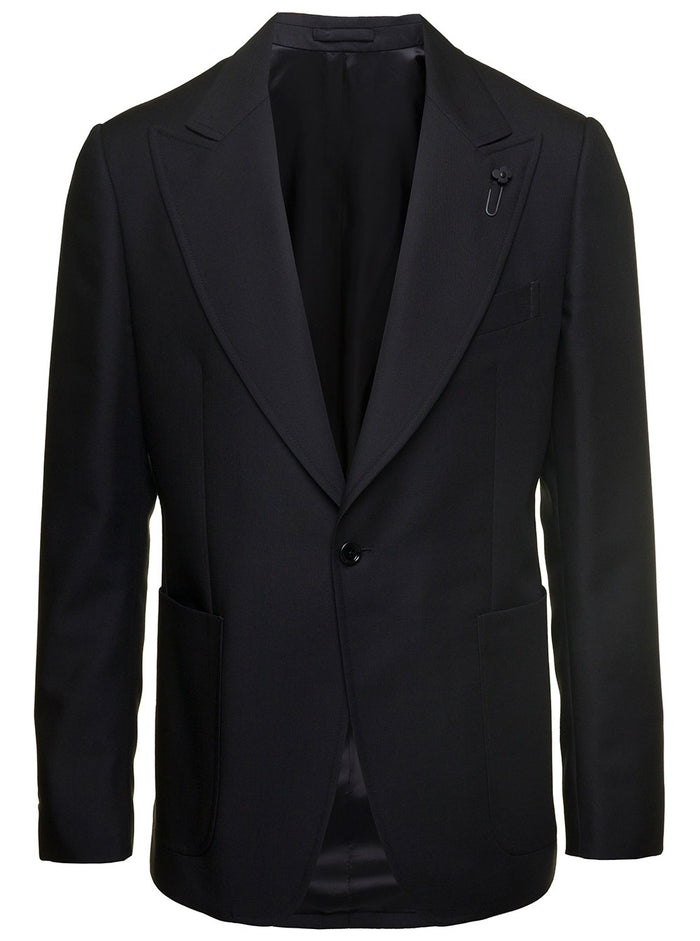 Attitude Giacca Monopetto Black Wool Mohair Blazers