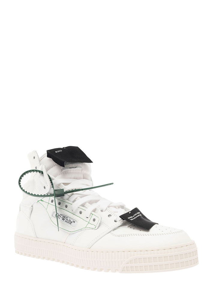 3.0 Off Court White High Top Sneakers With Zip-Tie Detail And Arrow Motif Leather Man