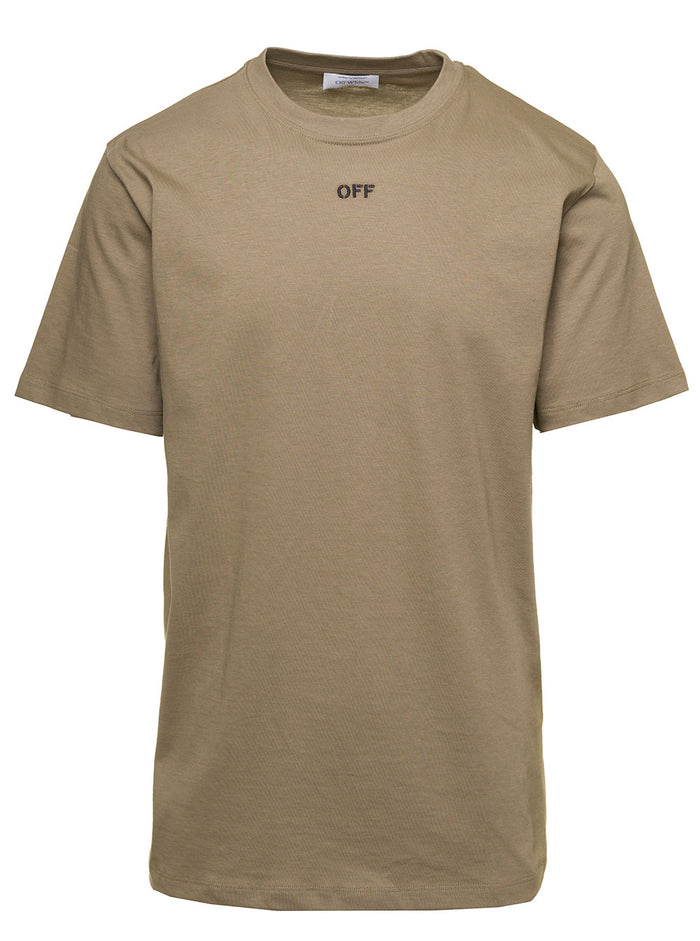 Off Stitch Slim S-S Tee Beige Black Cotton Tshirts And Polo Shirts