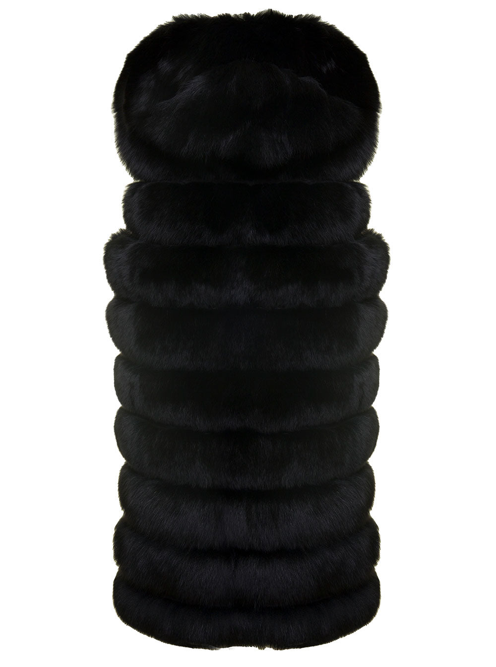 Gilet Volpe Cappuccio Black Fox Shearling Jackets And Furs