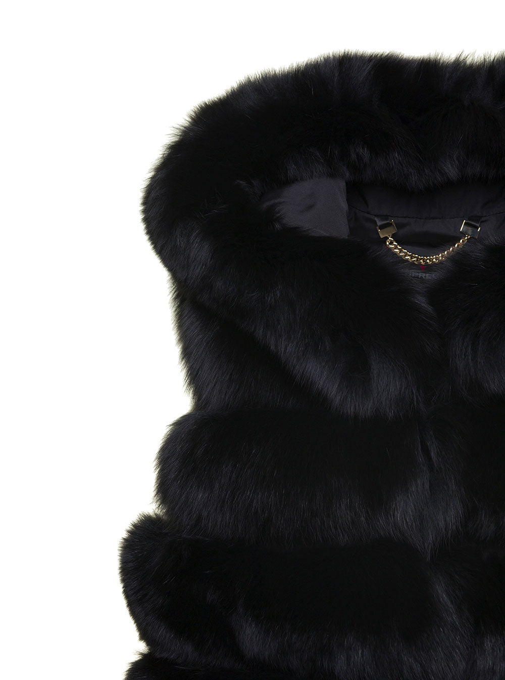 Gilet Volpe Cappuccio Black Fox Shearling Jackets And Furs