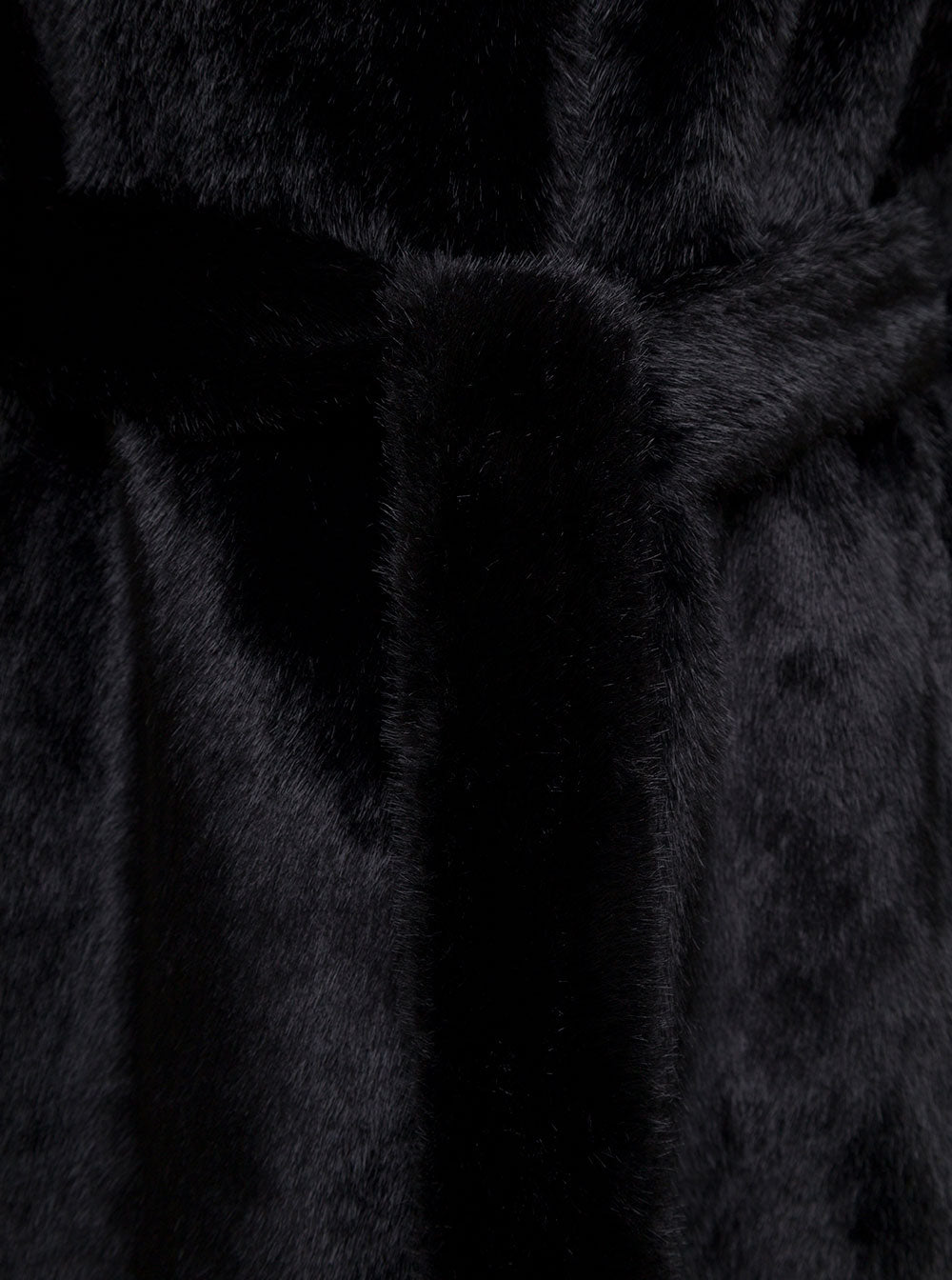 Eco Mink Long Coat Black Polyester Shearling Jackets And Furs