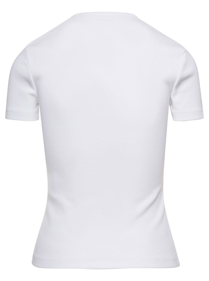 Off Stamp Rib Basic Tee White Black Cotton Elastane Tshirts And Polo Shirts