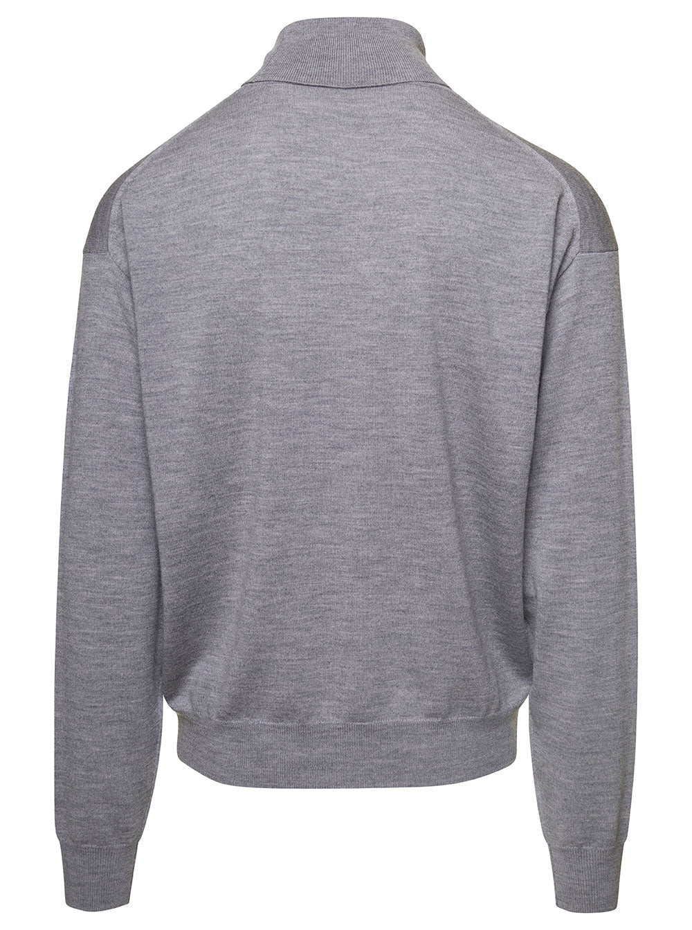 Kenzo Target Turtleneck Grey Wool Jersey
