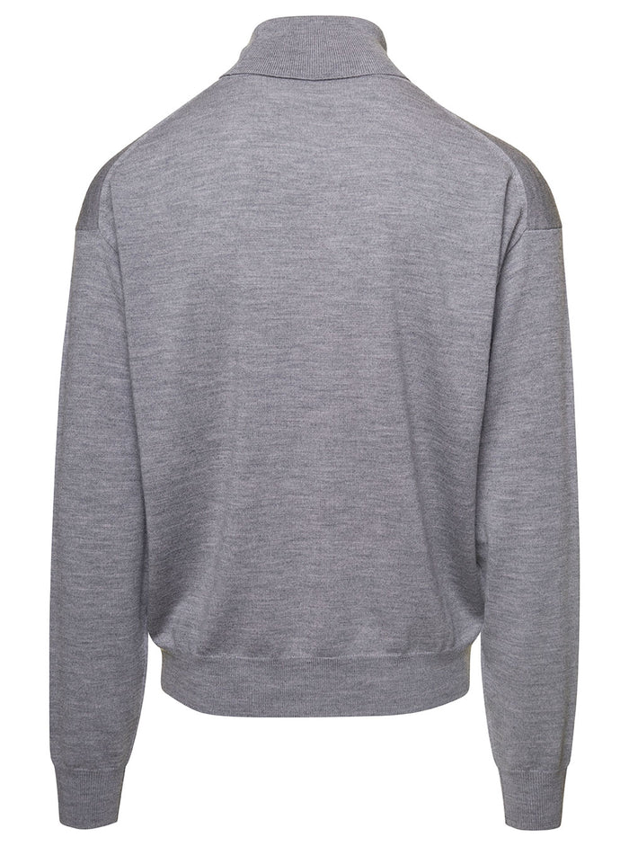Kenzo Target Turtleneck Grey Wool Jersey