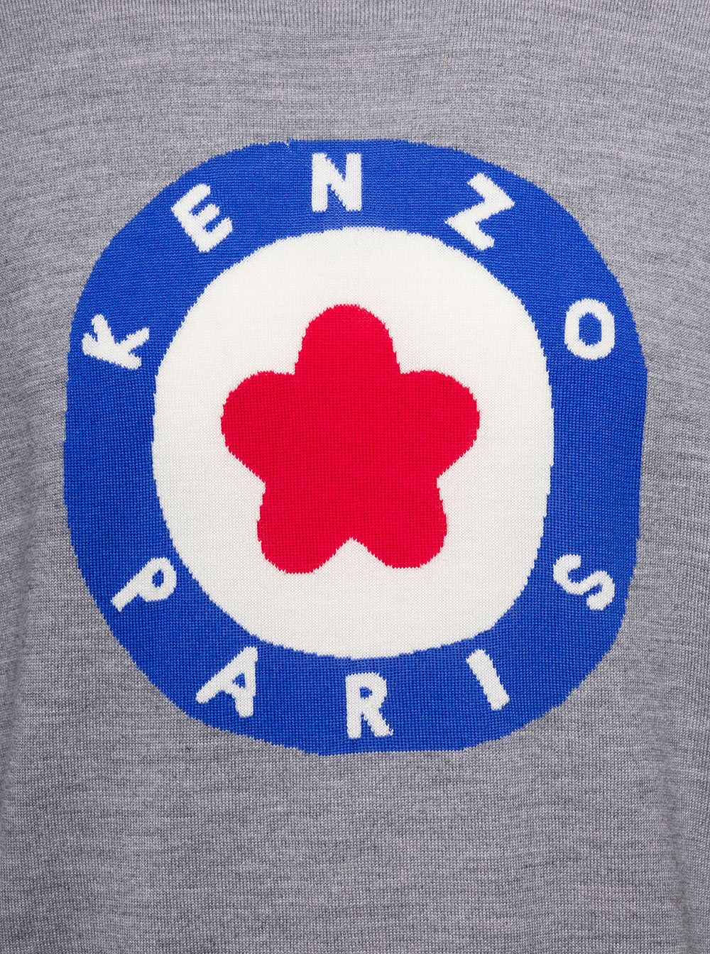 Kenzo Target Turtleneck Grey Wool Jersey