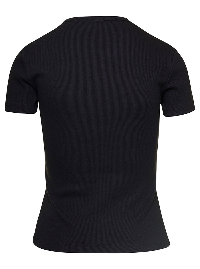 Off Stamp Rib Basic Tee Black White Cotton Elastane Tshirts And Polo Shirts