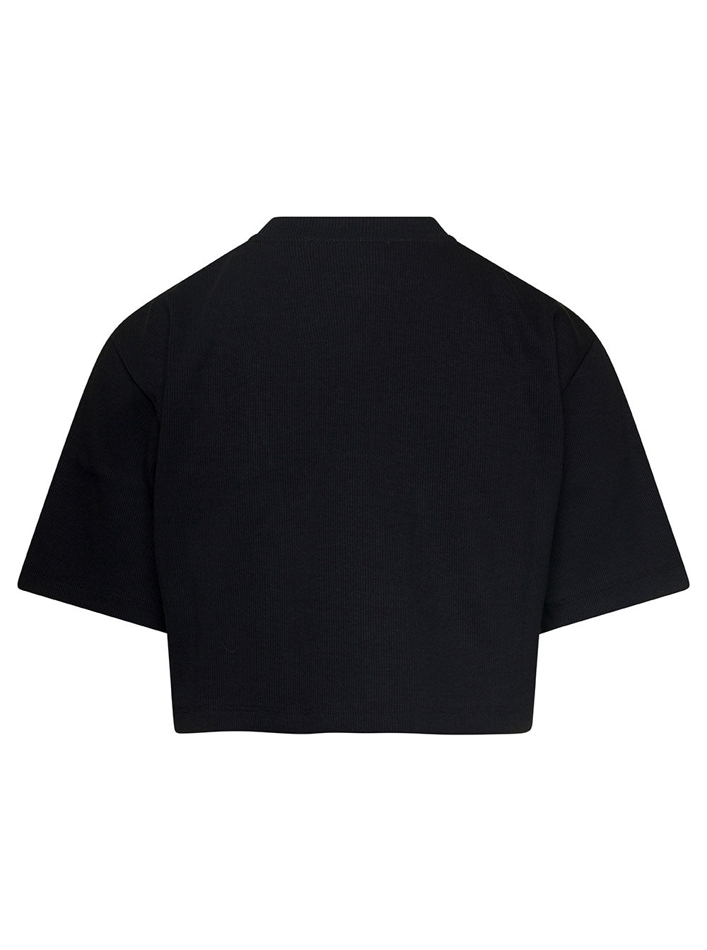 Off Stamp Rib Crop Tee Black White Cotton Elastane Tshirts And Polo Shirts