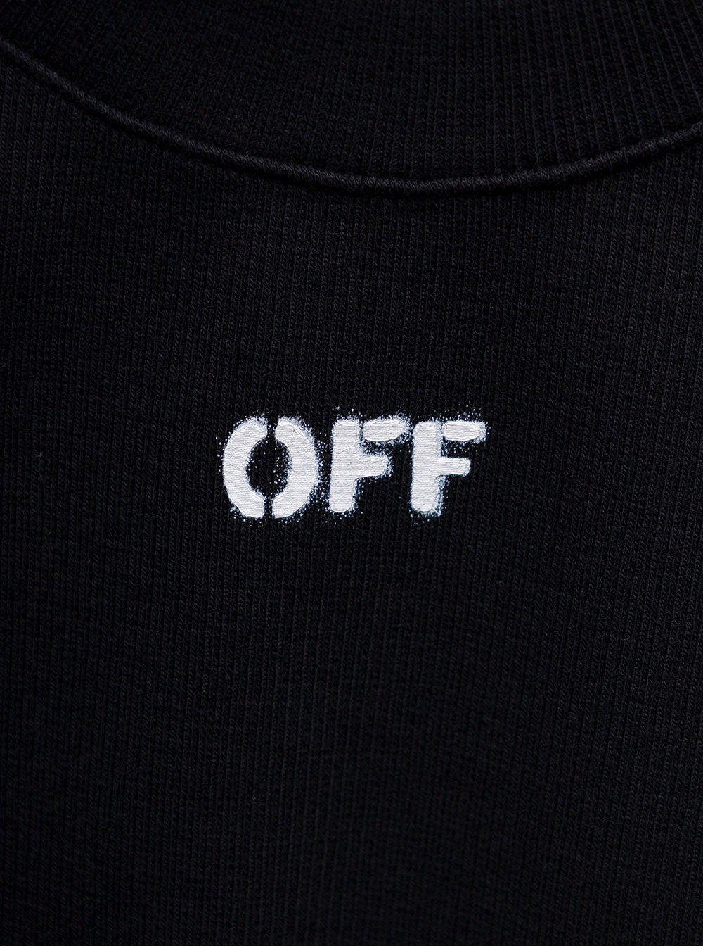 Off Stamp Rib Crop Tee Black White Cotton Elastane Tshirts And Polo Shirts