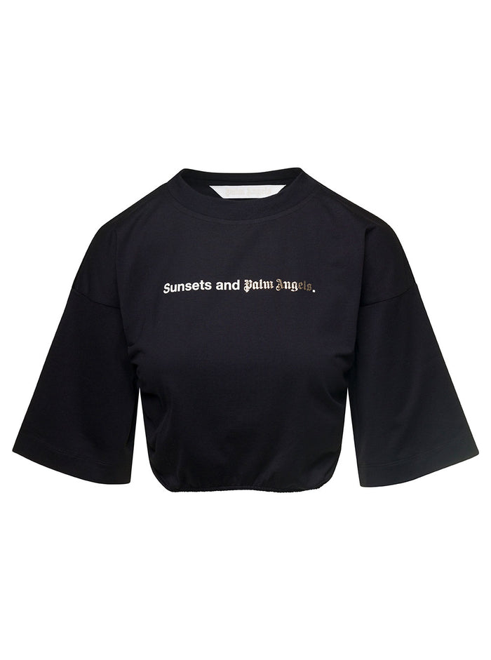 Sunset Rouched Tee Black Cotton Tshirts And Polo Shirts