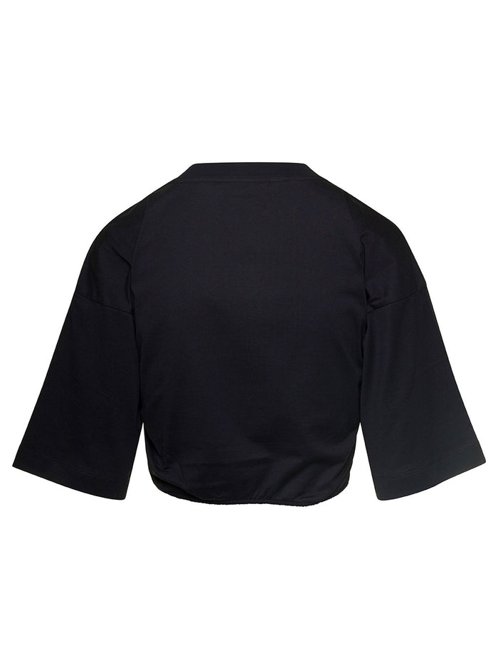 Sunset Rouched Tee Black Cotton Tshirts And Polo Shirts