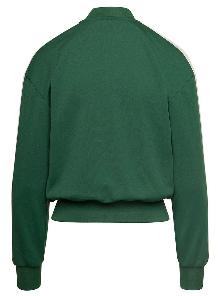 Bomber Collar Track Jacket Green Polyester Sweatshirts