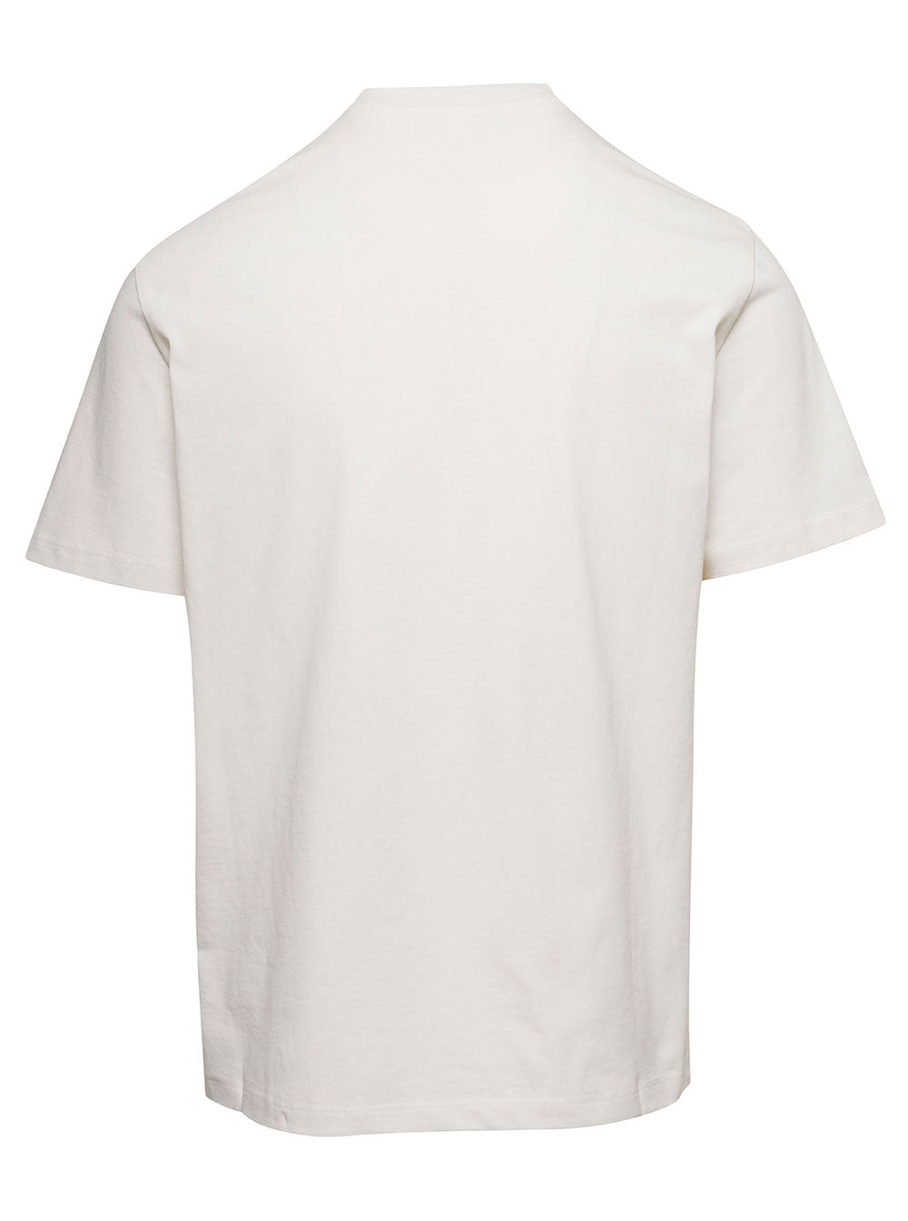 Beige Crewneck T-Shirt With Logo Print Cotton Man Tshirts And Polo Shirts