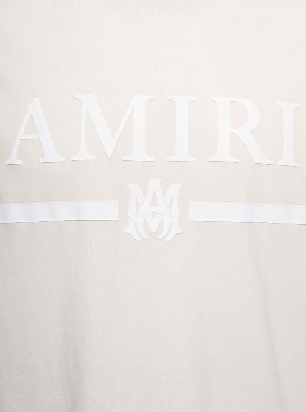 Beige Crewneck T-Shirt With Logo Print Cotton Man Tshirts And Polo Shirts