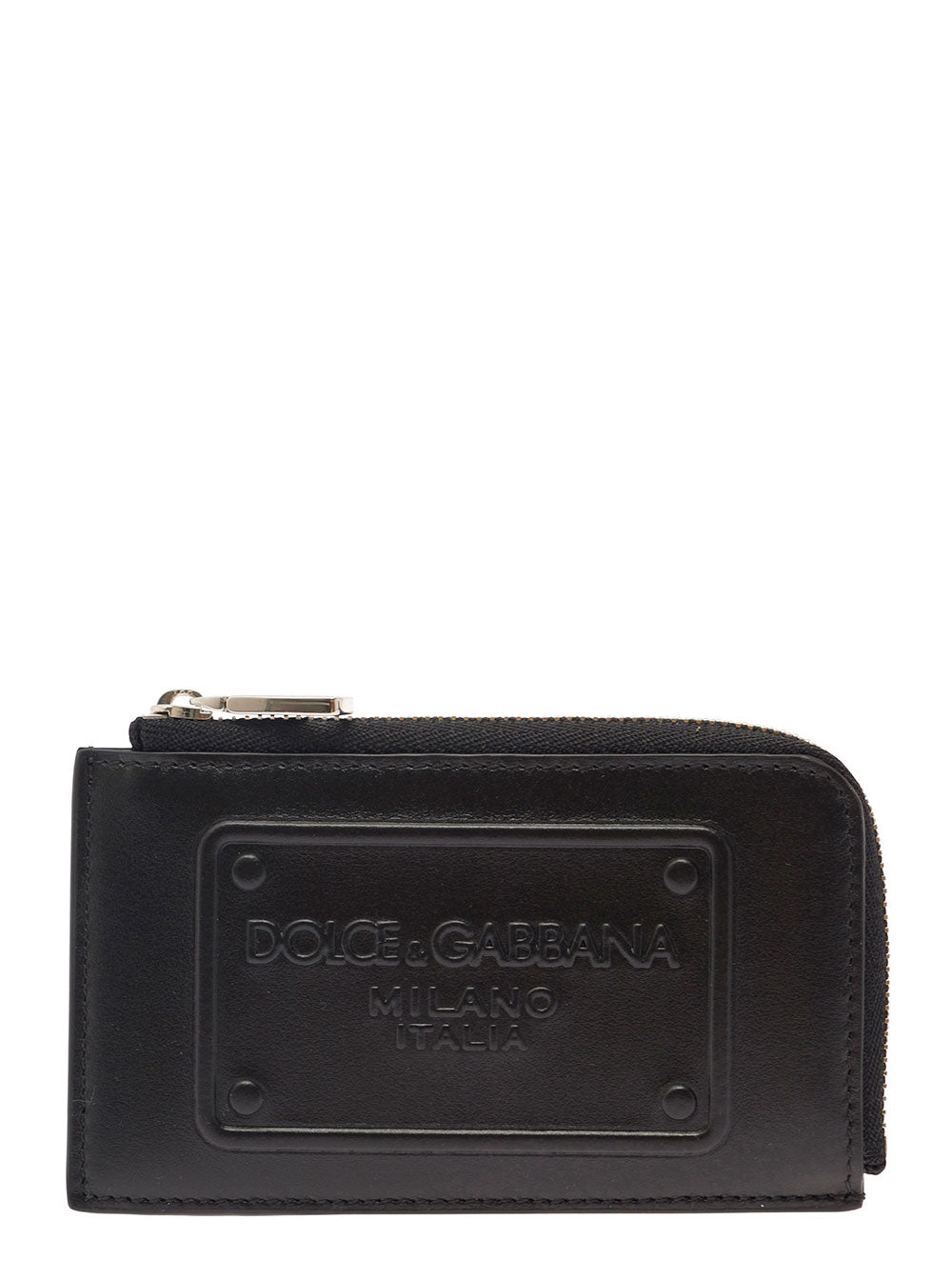 Black Card-Holder With Tonal Logo Plaque Smooth Leather Man Calf Products