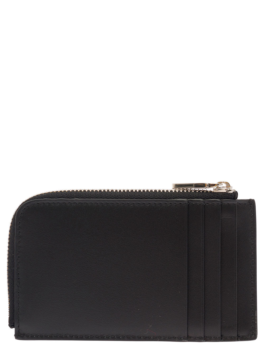 Black Card-Holder With Tonal Logo Plaque Smooth Leather Man Calf Products