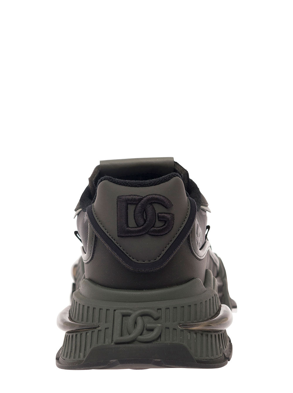 Airmaster Black Low Top Sneaker With Logo Tag And Embroidery Leather Mixed Materials Man