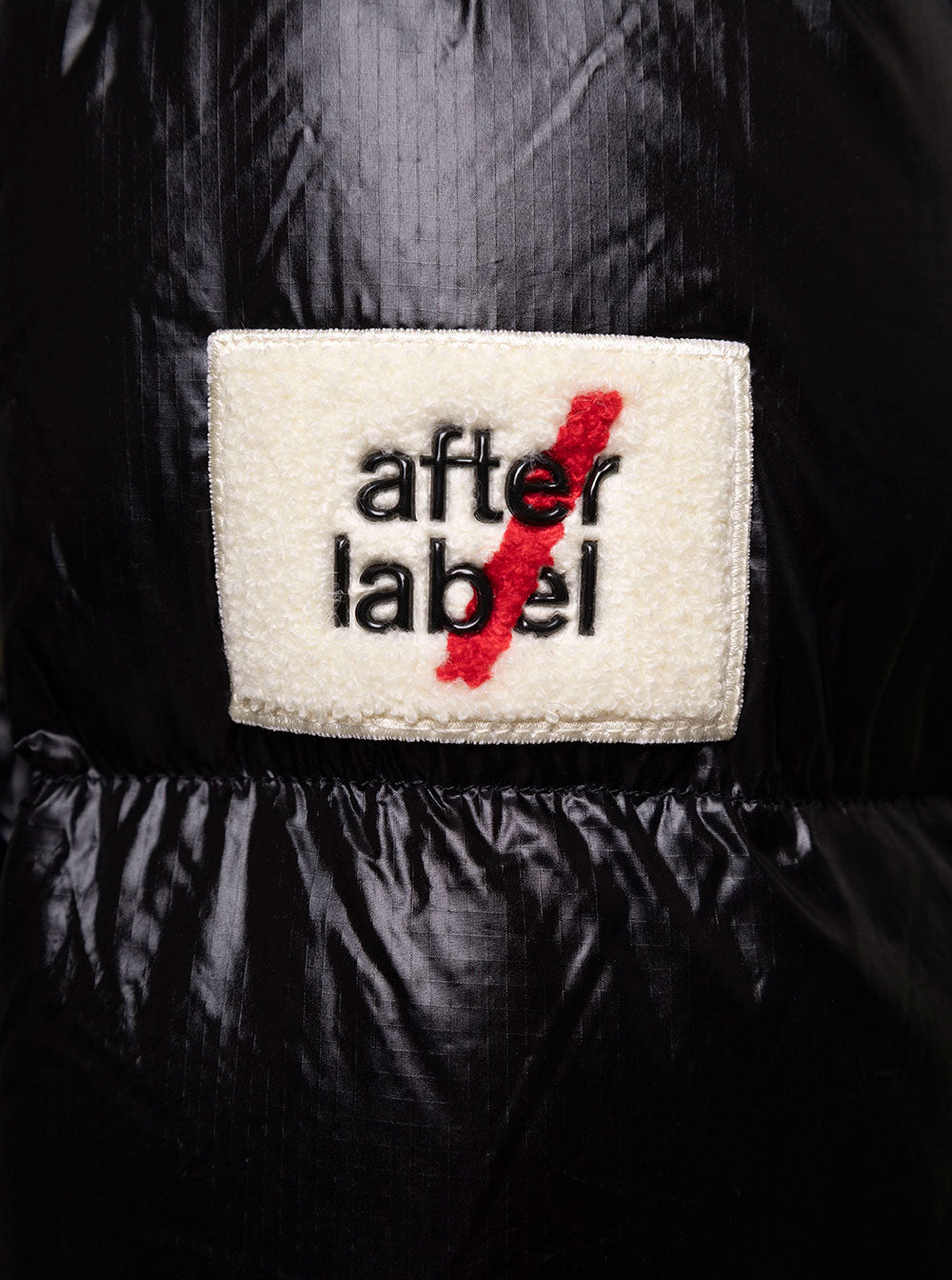 Black Down Jacket With High Neck And Logo Patch Polyamide Woman