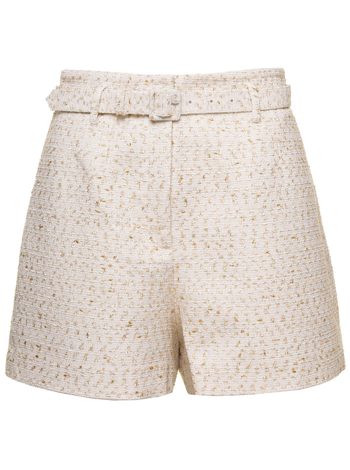Cream Boucle Shorts White And Bermuda