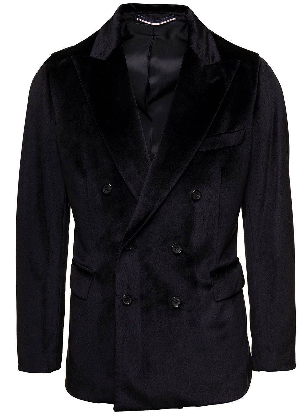 Giacca Doppiopetto Decostruita Velluto Liscio Black Polyester Blazers