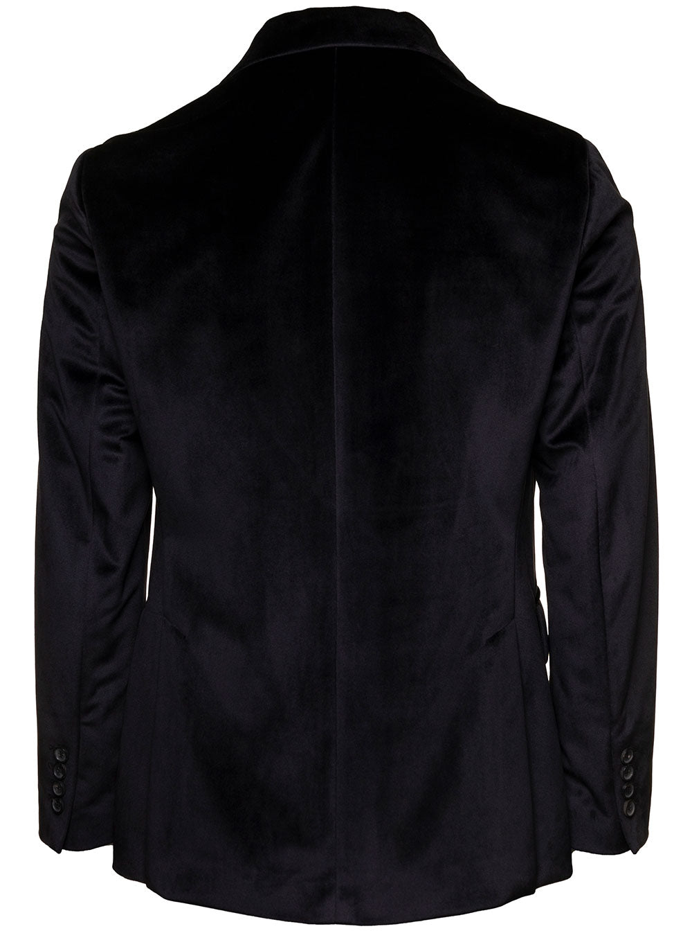 Giacca Doppiopetto Decostruita Velluto Liscio Black Polyester Blazers